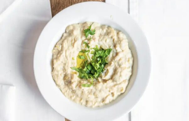 Baba Ghanouj made with Grilled eggplant at Beirut Bites